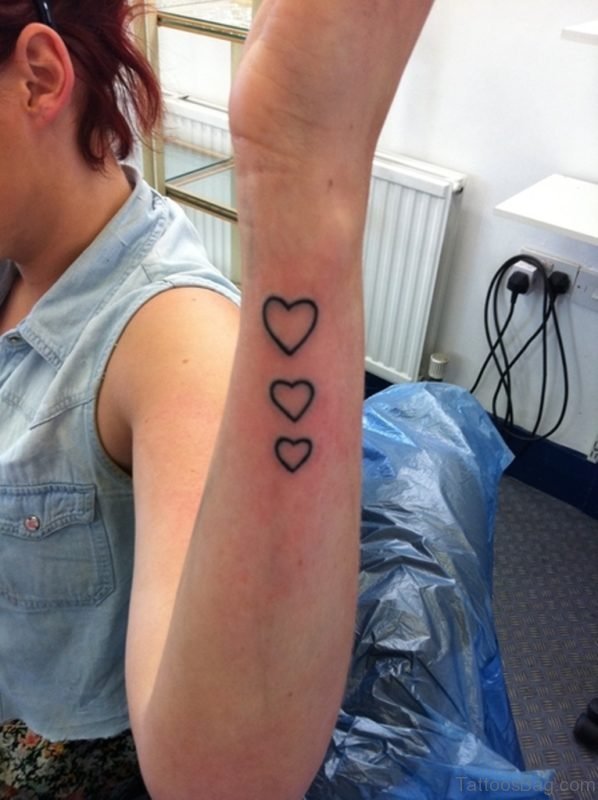 3 Hearts Tattoo On  Wrist