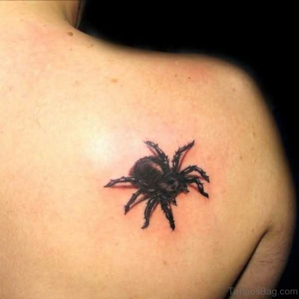 Black Spider Tattoo On Back
