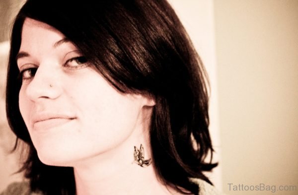 Adorable Butterfly Neck Tattoo Design