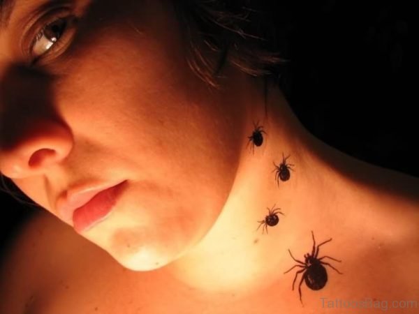 Adorable Spider Neck Tattoo