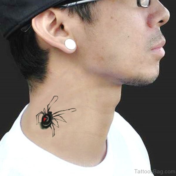 Adorable Spider Tattoo On Neck