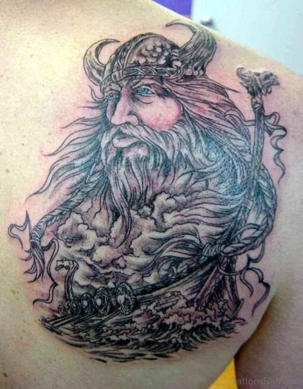Adorable Viking Tattoo On Shoulder Back