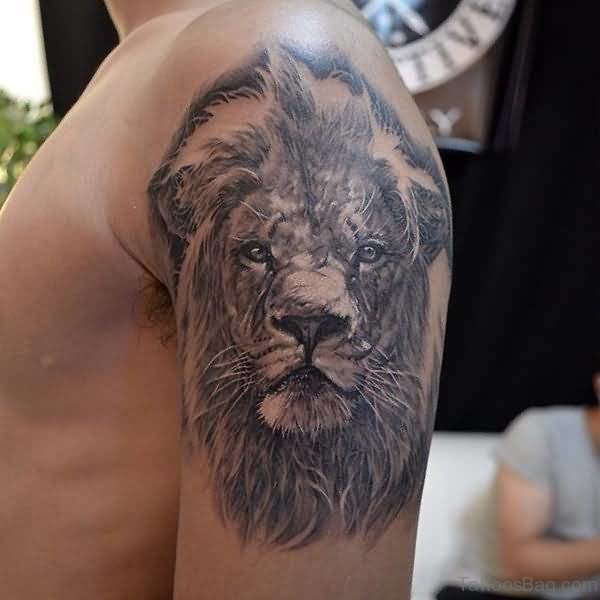 African Lion Shoulder Tattoo