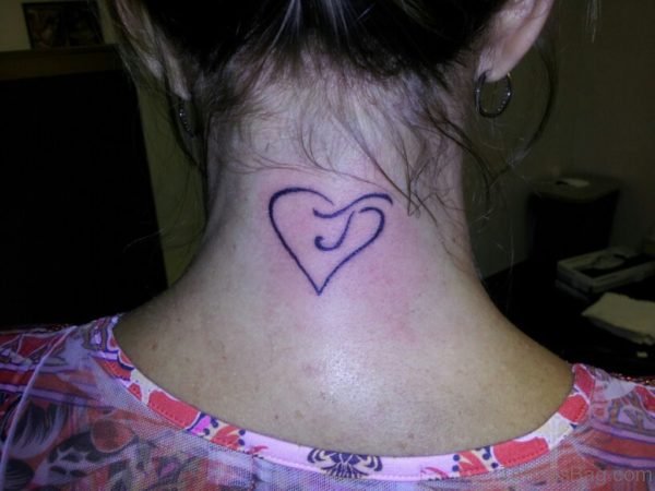 Amazing Simple Heart Neck Tattoo