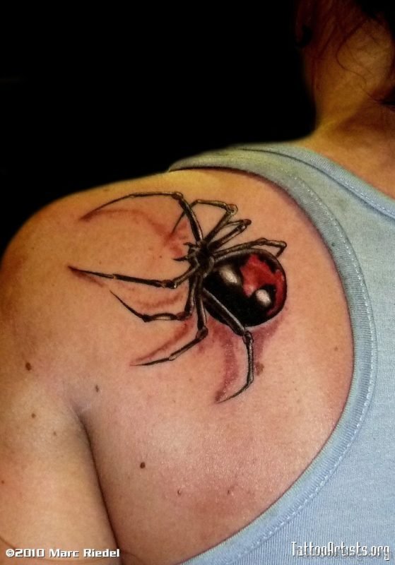 Amazing Black Spider Tattoo
