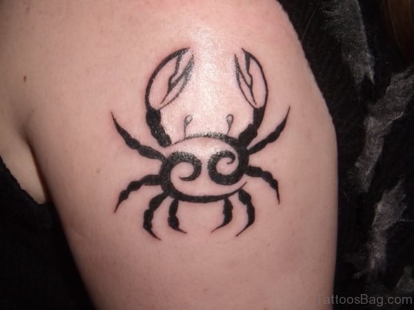 Amazing Cancer Zodiac Tattoo On Left Shoulder