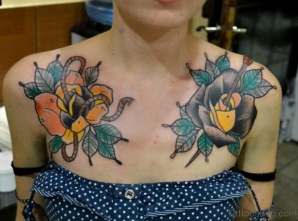 Amazing Colorful Roses Tattoo