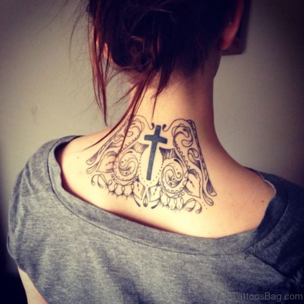 36 Heavenly Cross Neck Tattoo Designs