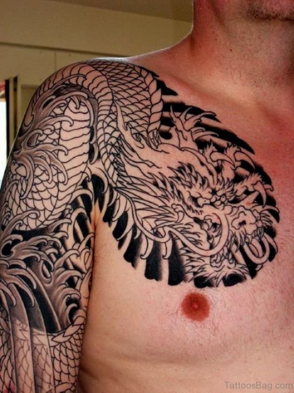 Amazing Dragon Shoulder Tattoo