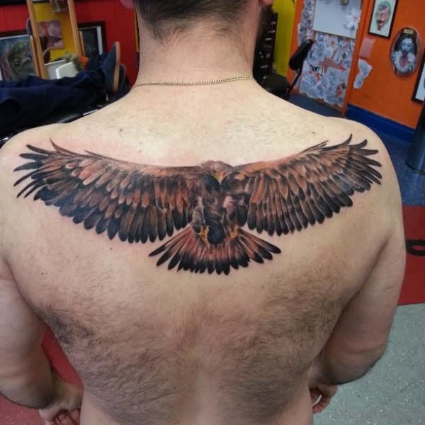 Amazing Eagle Tattoo On Upper Back