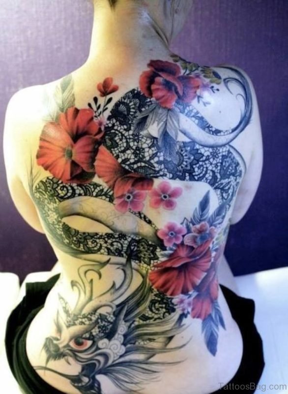 Flower And Dragon Tattoo