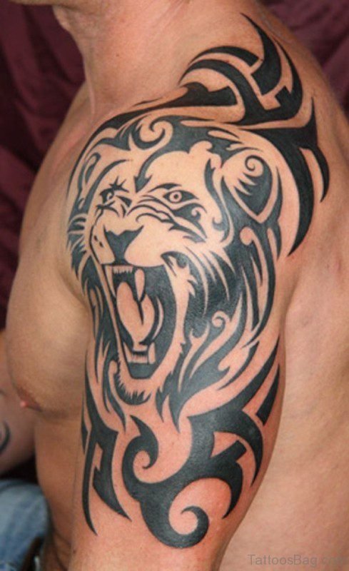 Amazing Lion Tribal Tattoo