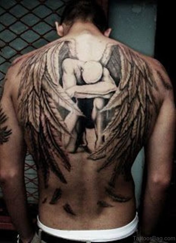 Amazing Memorial Angel Tattoo Design