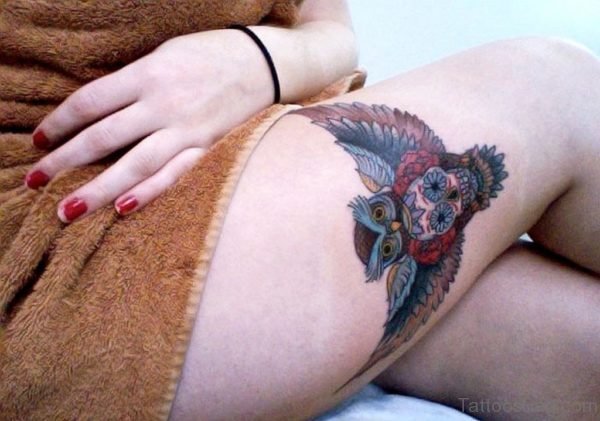 Amazing Owl And Skull Tattoo