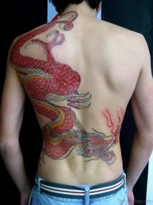 Amazing Red  Dragon Tattoo