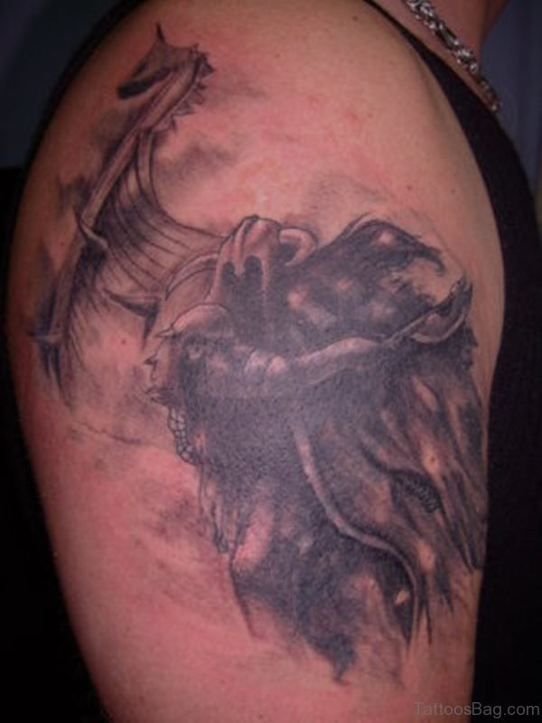 Amazing Shoulder Viking Tattoo