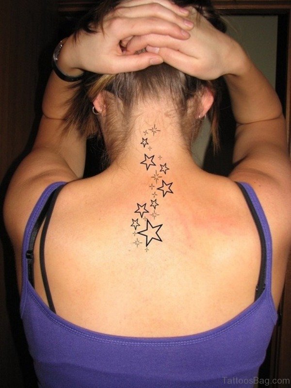 Amazing Stars Tattoo On Neck
