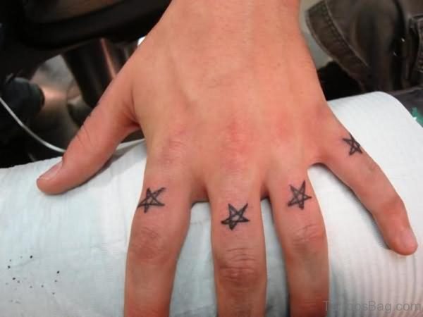 Amazing Stars Tattoos On Fingers 