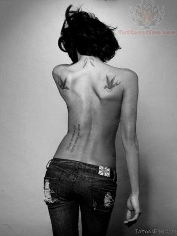 Amazing  Swallow Tattoo On Back