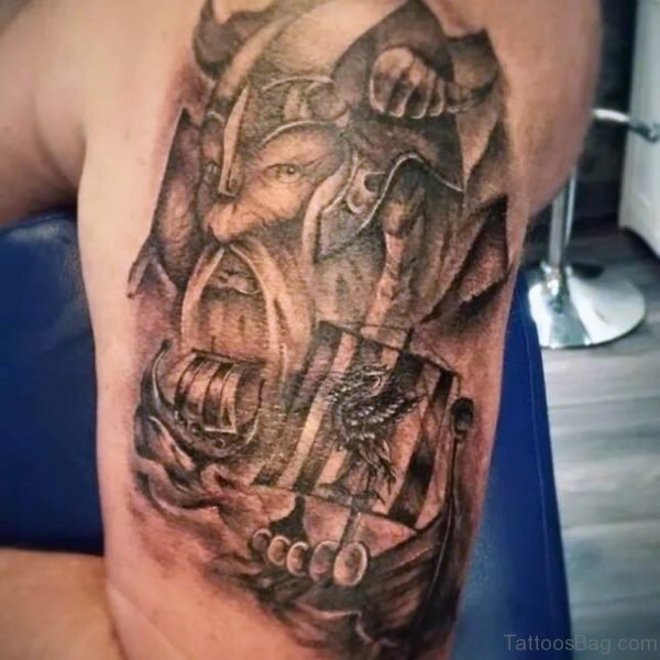 Amazing Viking Shoulder Tattoo Design