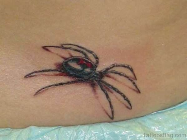 Amazing Spider Tattoo On Lower Back 