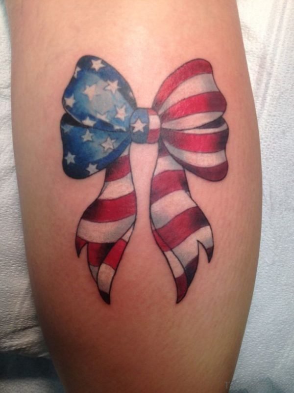 American Flag And Bow Tattoo