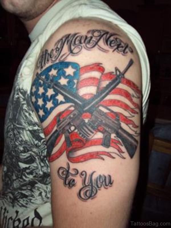 American Flag And Gun Tattoo