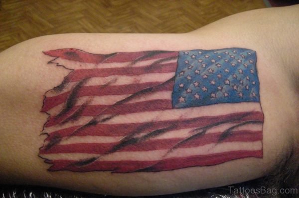 American Flag Tattoo Design On Bicep