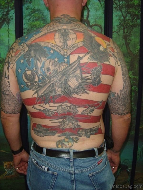 American Flag Tattoo On Back
