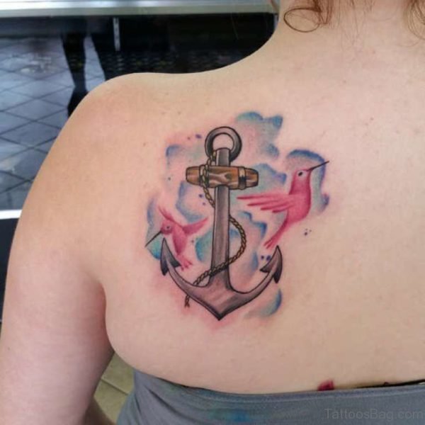 Anchor And Hummingbird Tattoo