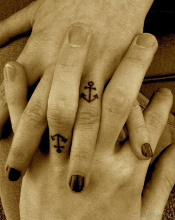 Anchor Tattoo Design On Finger