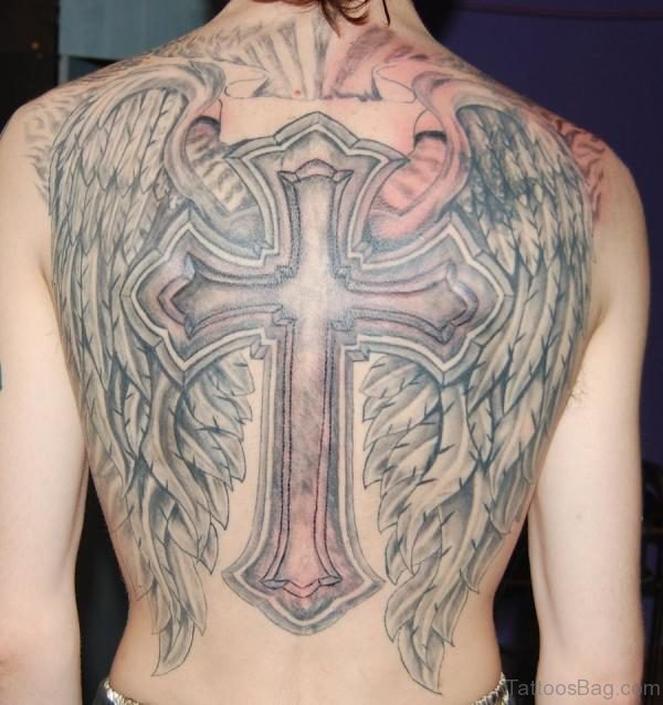Angel And Cross Tattoo