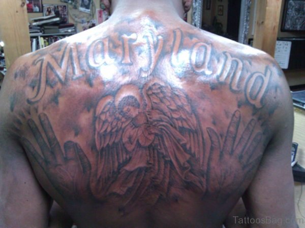 Angel And Name Tattoo