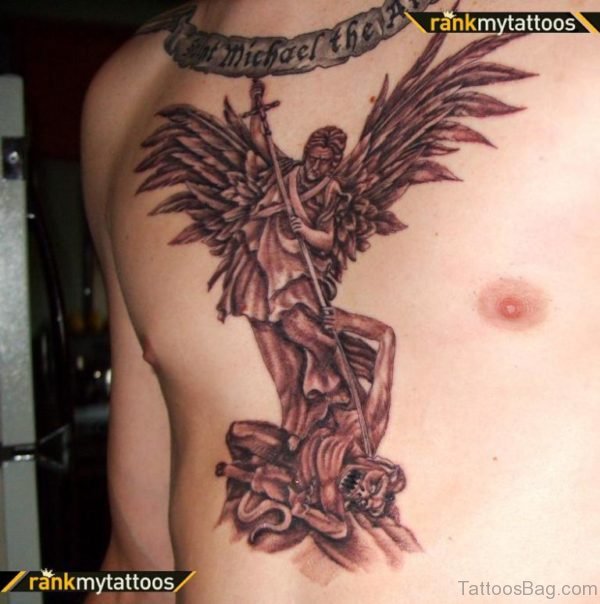 Angel Beat Evil Tattoo Design On Chest