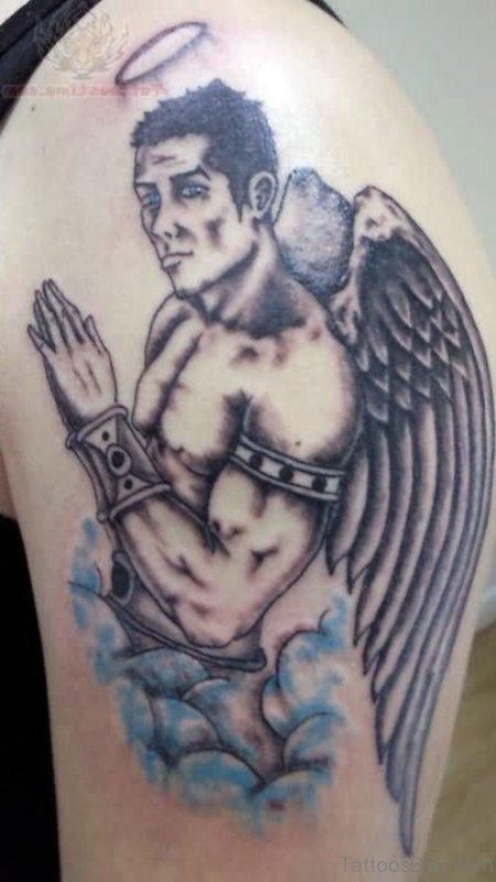 Angel Man Tattoo On Shoulder