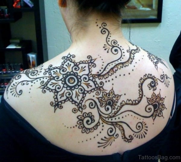 Arabic Henna Tattoo On Back