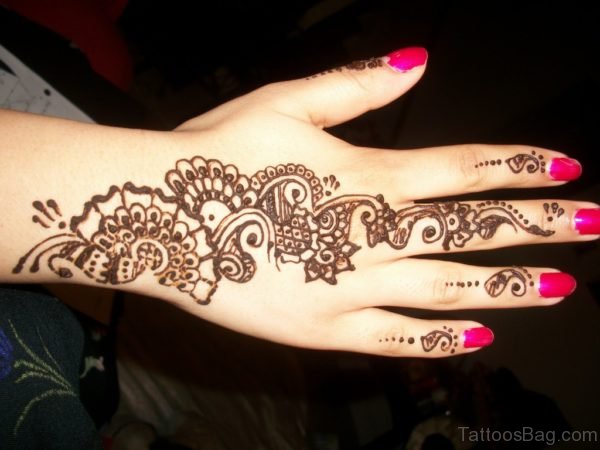 Arabic Henna Tattoo On Hand