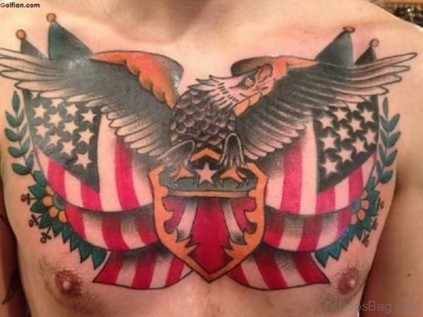 Army Flag And Eagle Tattoo