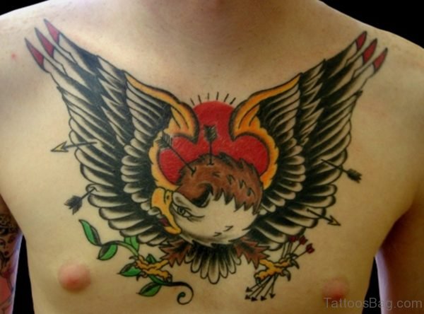 Arrow Head Eagle Tattoo On Chest