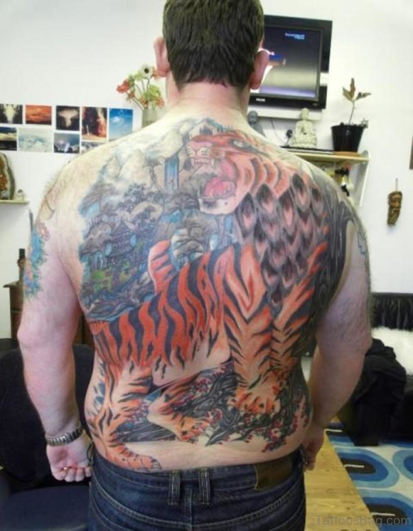 Asian Tiger Tattoo On Back