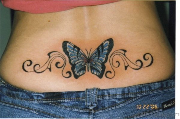 Attractive Butterfly Tattoo On Lower Back