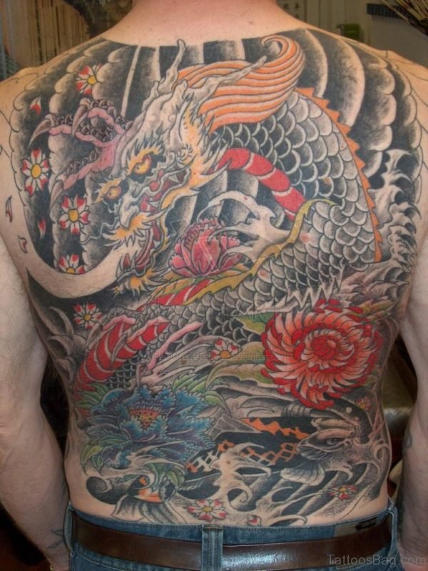 Attractive Dragon Tattoo On Full Back