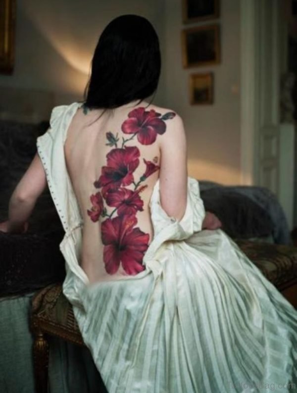 Amazing Flower Tattoo On Back
