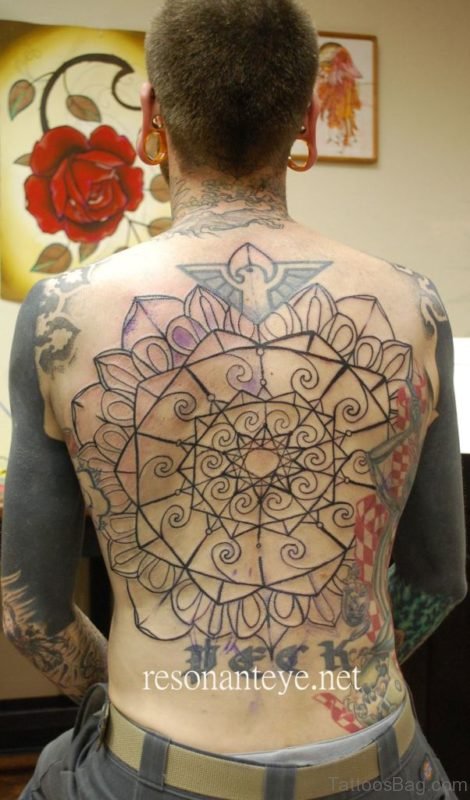 Attractive Geometric Tattoo On Back