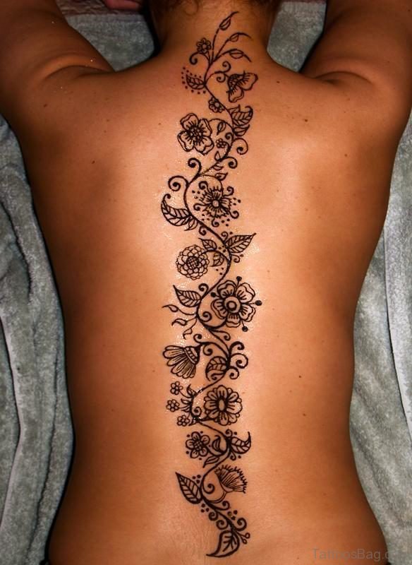Attractive Henna Tattoo On Back