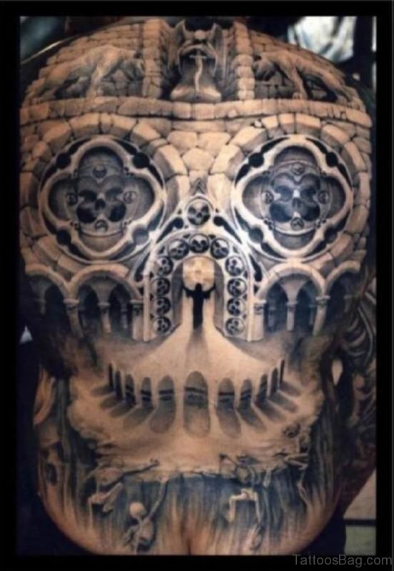 Attractive Horror Tattoo On Back