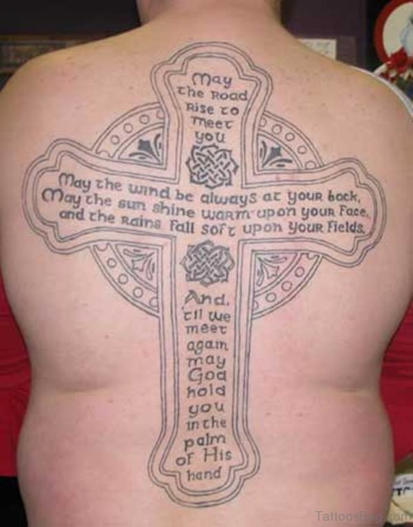 Attractive Lettering And Cross Tattoo