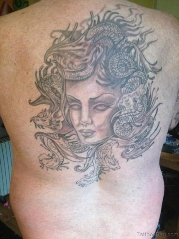 Attractive Medusa Tattoo On Back