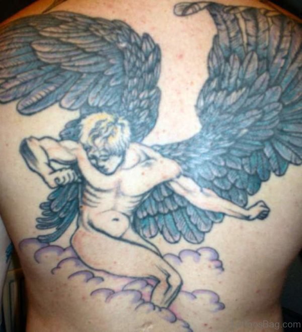 Attractive Memorial Angel Tattoo Design