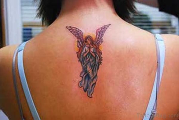 Attractive Memorial Angel Tattoo